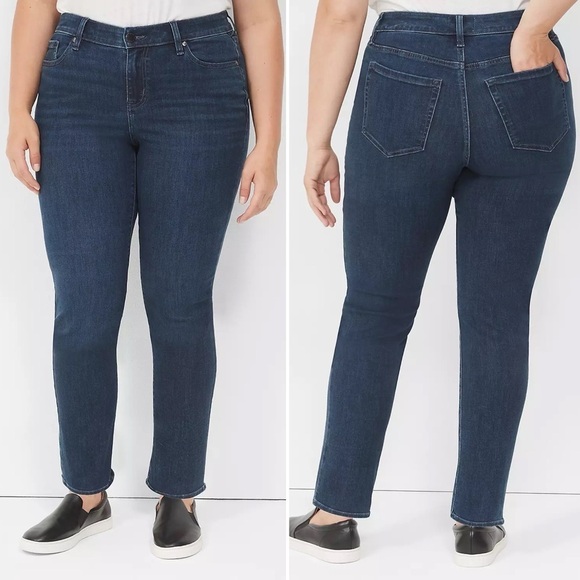 Lane Bryant Signature Fit Mid Rise Straight Jeans 18S 18 short petite dark wash - Picture 1 of 12